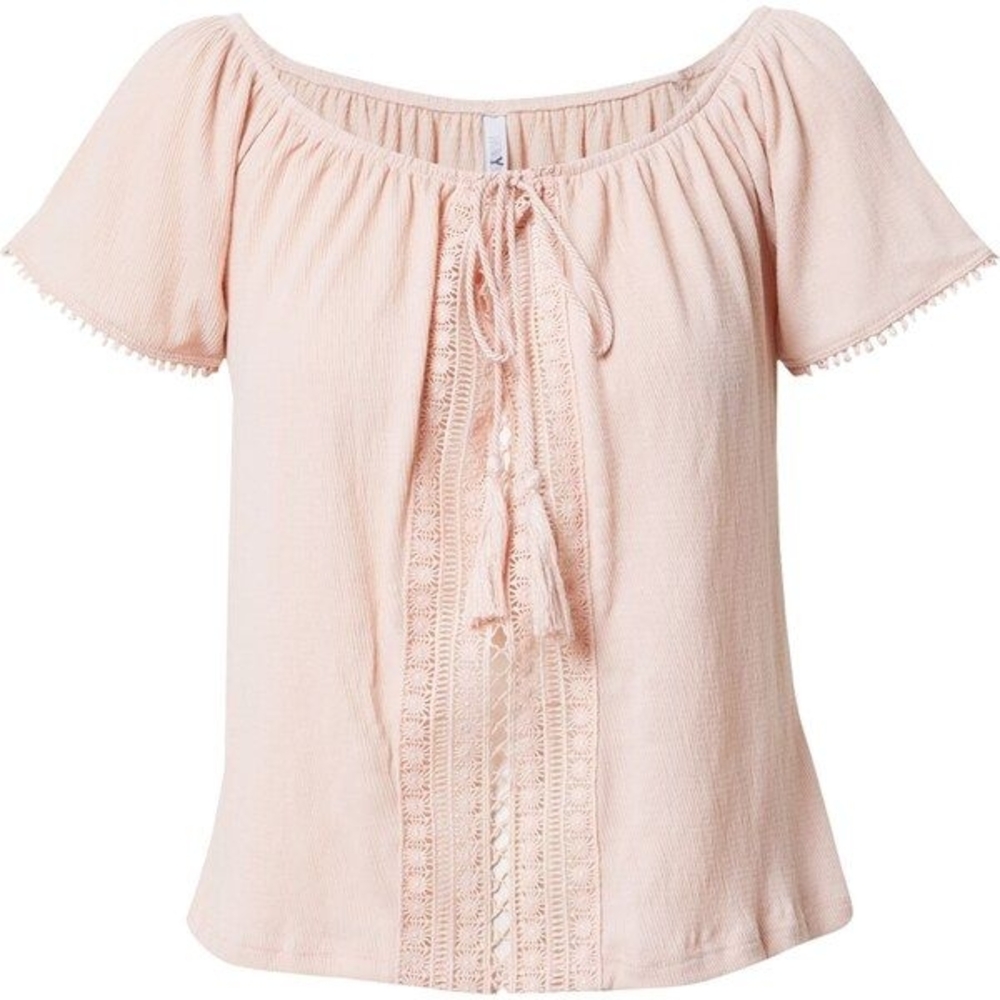 H&M Divided Off The Shoulder Crochet Detail Front Blouse in Old Rose Size XS